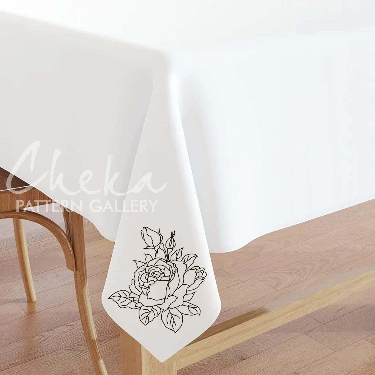 rose tablecloth, Big rose pattern, digital pattern for hand embroidery. Large rose flower. Floral Embroidery Pattern, floral sewing pattern