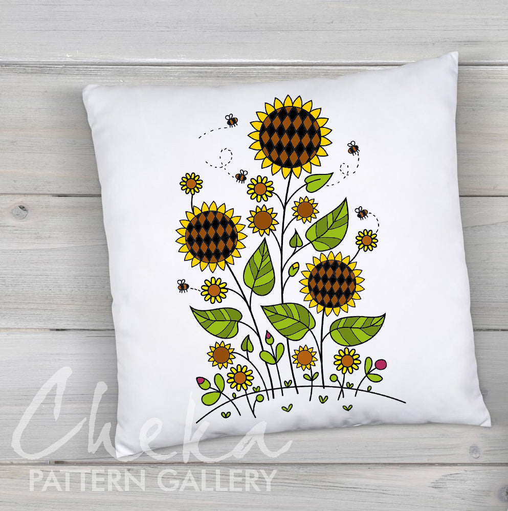 Sunflower Embroidery bundle, set of 4 floral hand embroidery patterns. Embroidery patterns with sunflowers. Digital embroidery bundle