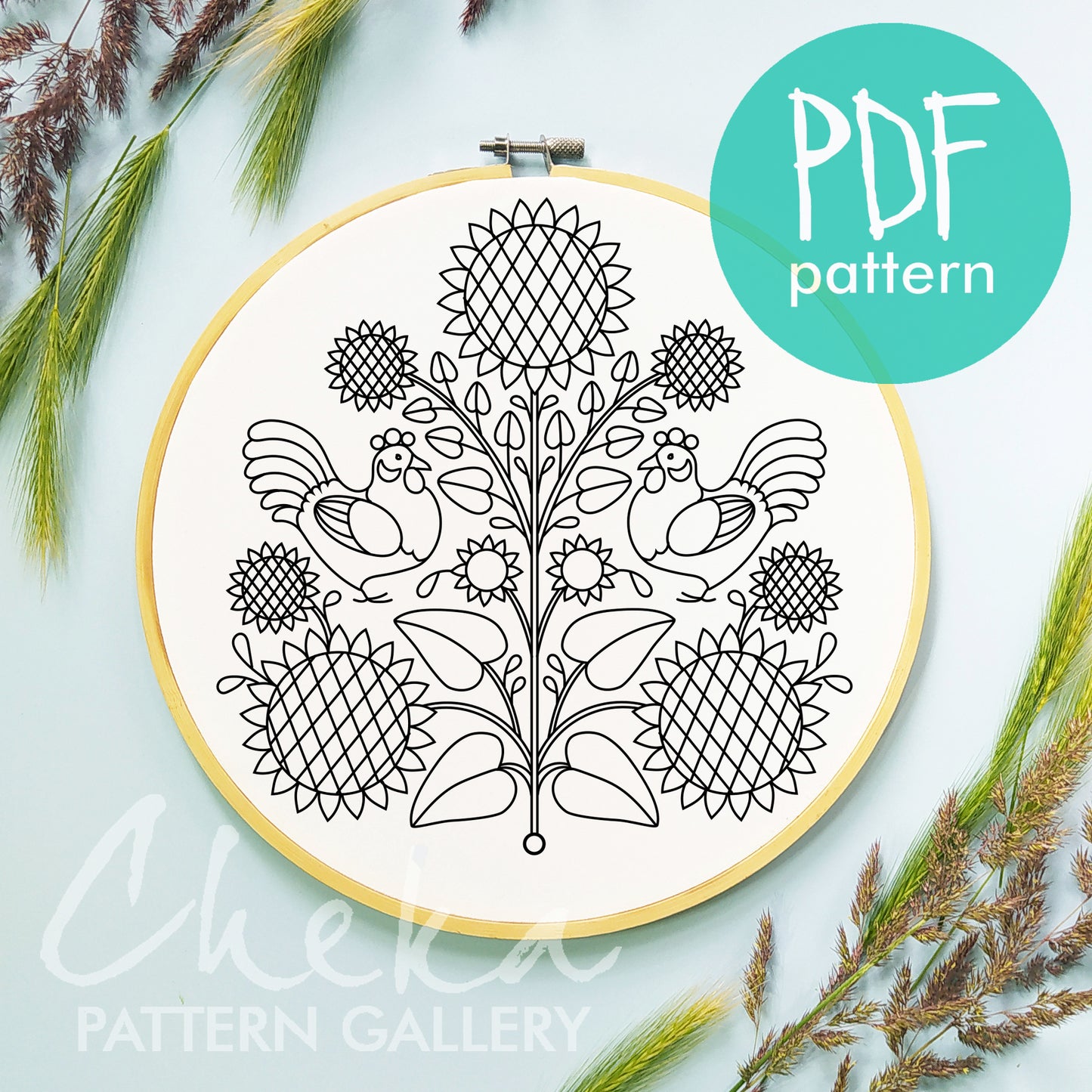 Sunflower Embroidery bundle, set of 4 floral hand embroidery patterns. Embroidery patterns with sunflowers. Digital embroidery bundle
