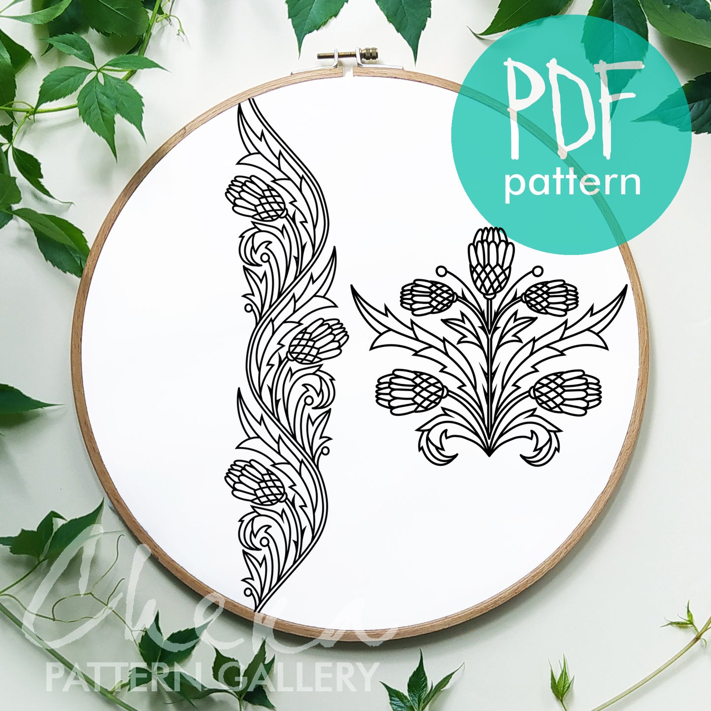 Thistle Embroidery bundle, set of 8 floral hand embroidery designes. Embroidery patterns with thistle. Traditional Scottish Crest, Hoop Art
