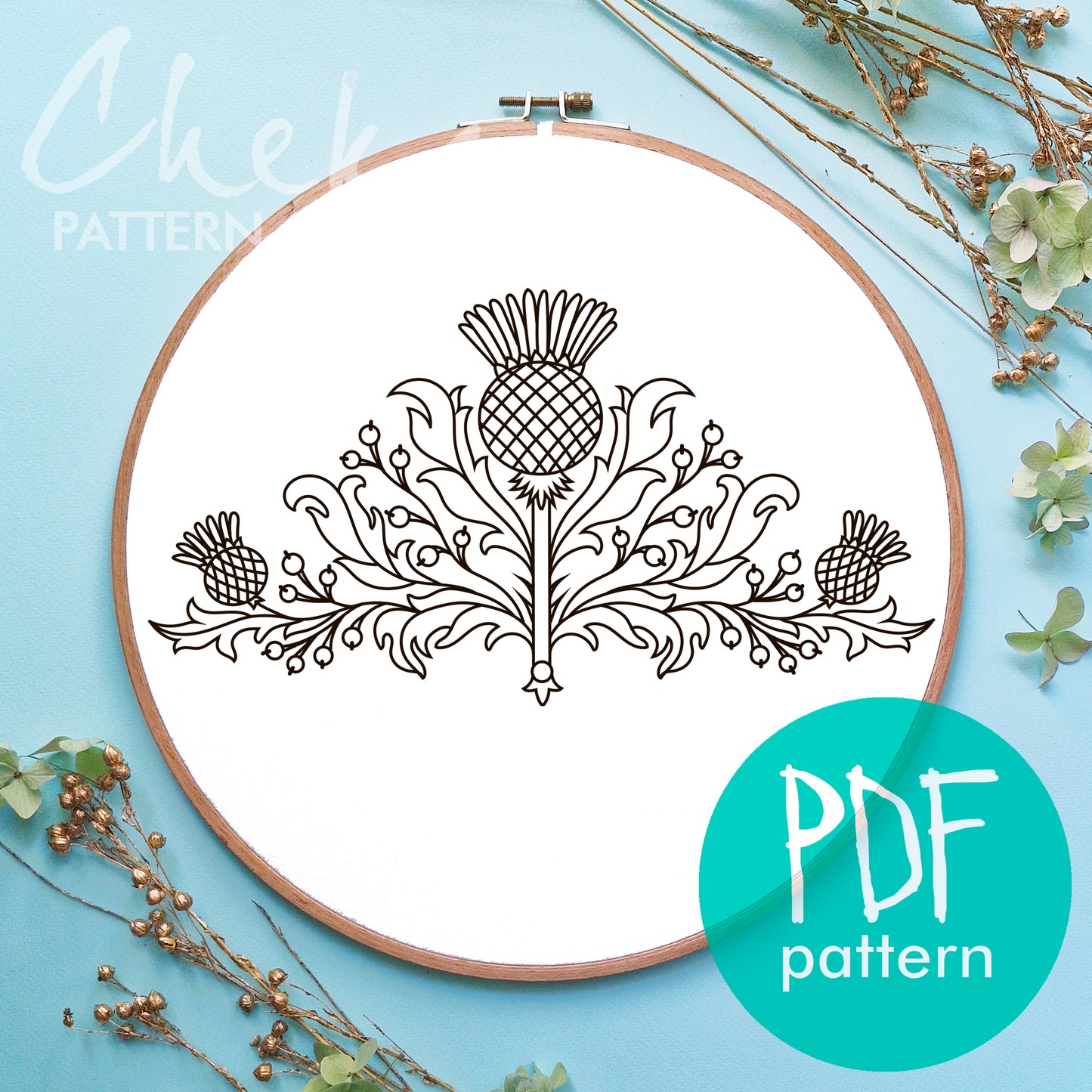 Thistle Embroidery bundle, set of 8 floral hand embroidery designes. Embroidery patterns with thistle. Traditional Scottish Crest, Hoop Art