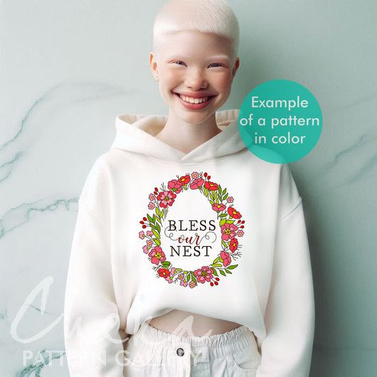 Easter eggs, Easter embroidery, Hand embroidery pattern "Bless Our Nest", Florall embroidery blueprint, Hoop art, Spring embroidery pattern
