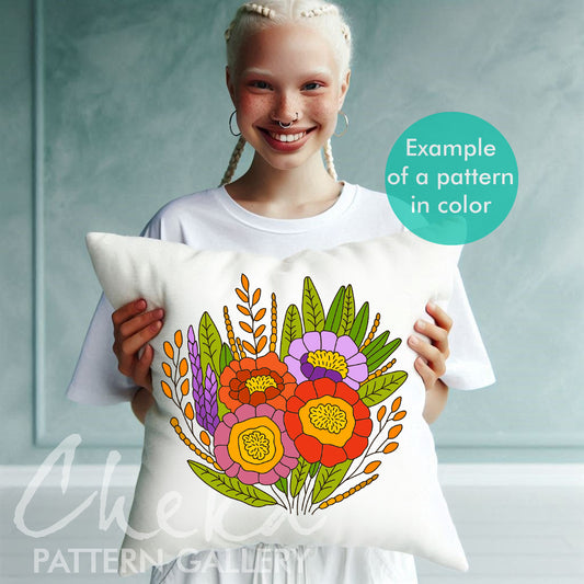 Floral pattern, Flower embroidery design, Hand Embroidery pattern PDF, Summer Blossom, Meadow embroidery template, Hoop art, Handmade gift