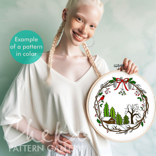 Winter Embroidery Pattern, Holiday Village template. Winter project, Christmas Embroidery Pattern, Christmas Embroidery, Christmas decor