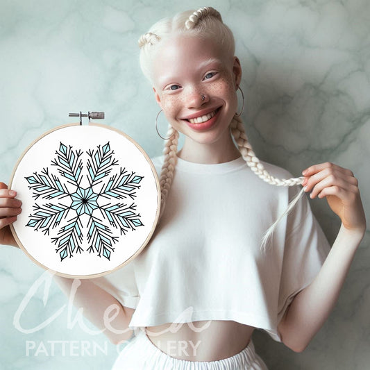 Snowflake, Christmas embroidery pattern, Simple Embroidery. Snowflake Hand Embroidery Design, Winter Embroidery Pattern, Hand Embroidery PDF