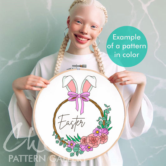 Easter embroidery pattern, Spring hand embroidery template, Florall embroidery blueprint, Hoop art, Floral embroidery pattern PDF