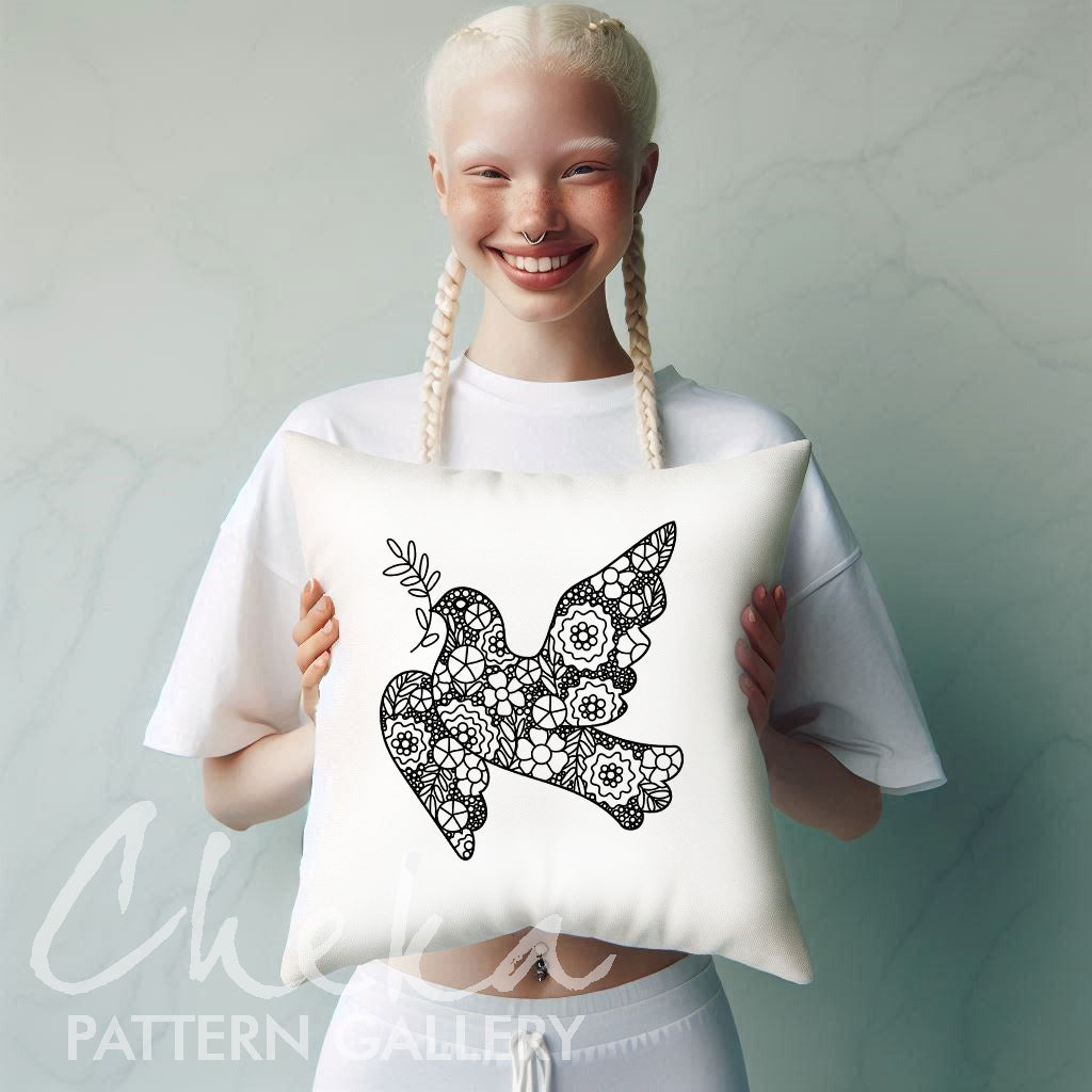 Peace Dove Embroidery, The French knot Pattern, Christian Hand Embroidery, Floral Dove Embroidery, Catholic Hoop Art, Christian Needlework
