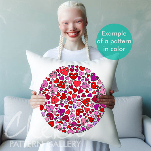 Hearts, Valentines Day hand embroidery pattern. Tiny hearts, Beginner embroidery pattern PDF. Colored hearts template, Modern Embroidery Art