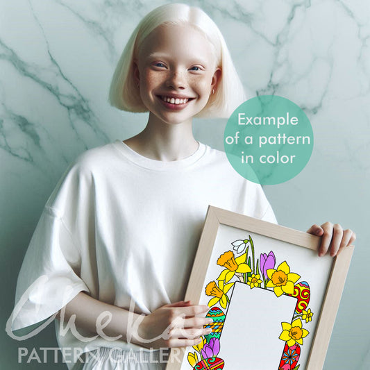 Easter Photo frame, hand embroidery pattern with eggs, DIY photo frame, handmade embroidered frame, digital hand embroidery pattern PDF