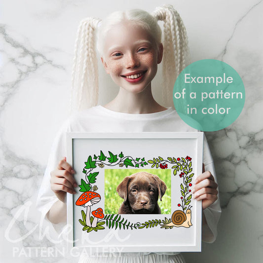 Photo frame, hand embroidery pattern with autumn leaves, handmade embroidered frame, digital hand embroidery pattern PDF. Nature Embroidery