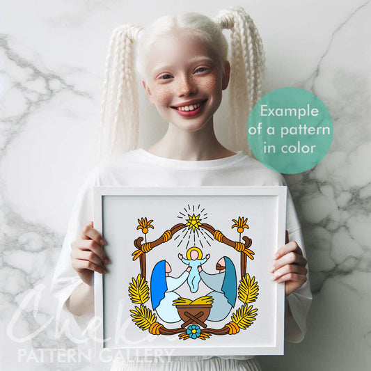 Nativity Scene Hand Embroidery Pattern, Christmas Nativity, Hand Embroidery Pattern PDF, Christian embroidery