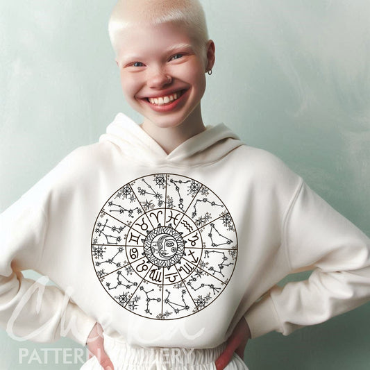 Phenology Wheel, Birth Month Zodiac Signs, Embroidery Template, 12 stitch Zodiac Signs, modern Hoop, Esoteric embroidery, hand embroidery