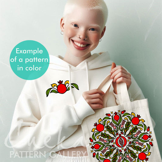 Pomegranate Hand Embroidery pattern, pomegranate embroidery design, Red Pomegranate embroidery pattern, Modern hoop art. Autumn hand embroidery pattern