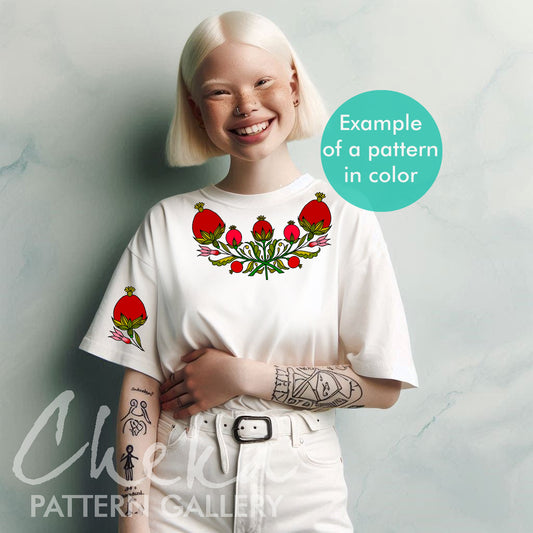 Pomegranate embroidery pattern, Red Pomegranates PDF embroidery pattern. Floral Embroidery, pomegranate embroidery design, Modern hoop art