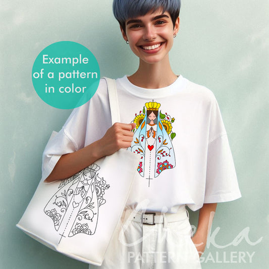 Virgin Mary praying, hand embroidery Pattern, Instant Digital Download. Embroidery Pattern, Christian Hand Embroidery,Catholic Religious Art