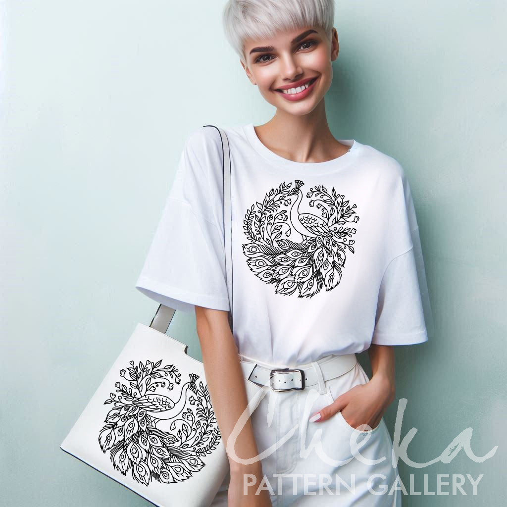 Peacock Hand Embroidery pattern, Beautiful Embroidery Pattern, Embroidery PDF, Peacock feathers, DIY gift, boho hoop art, hand embroidery