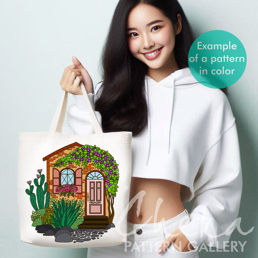 Cottage Hand Embroidery Template, House with garden Embroidery Pattern PDF Cottagecore Embroidery Pattern, Home Hand Embroidery Pattern