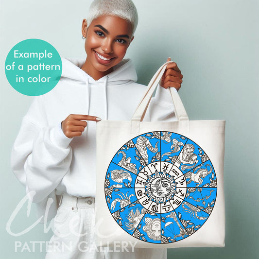 Phenology Wheel, 12 stitch Zodiac Signs, Birth Month Zodiac Signs, Embroidery Pattern, modern Hoop Art, Esoteric embroidery, hand embroidery