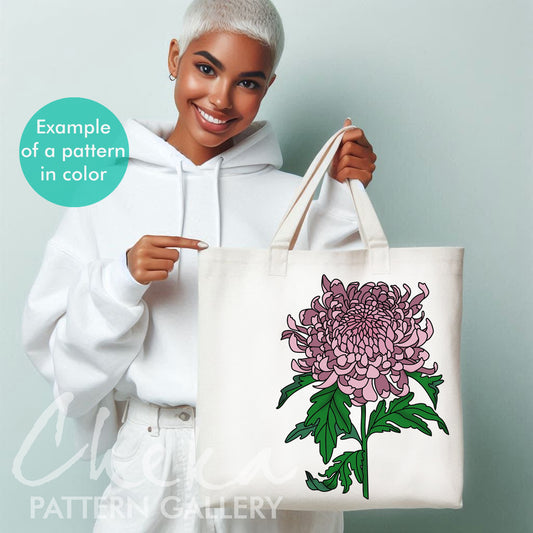 Chrysanthemum pattern for hand embroidery, November Birth Flower, beautiful Chrysanthemum embroidery pattern for pillowcase, diy pattern PDF