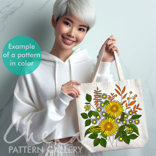 Sunflowers embroidery pattern. PDF Embroidery pattern with Sunflowers and daisies. Beautiful home decor. Floral Hand embroidery pattern PDF