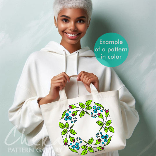 Classic embroidery patterns. Vintage rose embroidery pattern, Embroidery pattern with roses and forget-me-nots. Pattern for embroidery of tablecloths.