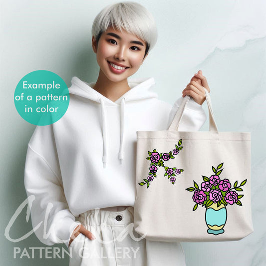 Vintage embroidery pattern, set of vintage patterns for embroidery with roses. Pattern for embroidery of napkins.Classic embroidery patterns