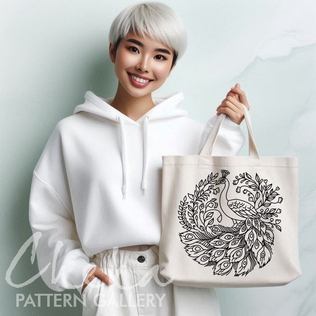 Peacock Hand Embroidery pattern, Beautiful Embroidery Pattern, Embroidery PDF, Peacock feathers, DIY gift, boho hoop art, hand embroidery