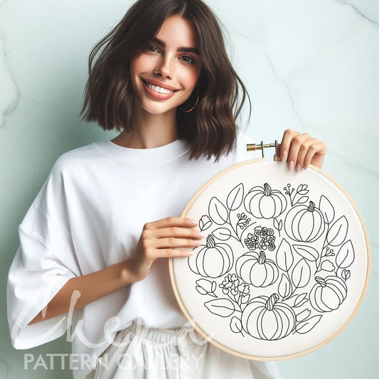 Pumpkin Embroidery Pattern PDF, Fall embroidery design, Wicca Embroidery Design, Harvest Needlepoint Pattern, Autumn embroidery. Home decor