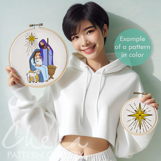 Nativity Scene, Hand Embroidery Pattern, Christmas Nativity, Baby Jesus Embroidery, Hand Embroidery Pattern PDF, Winter embroidery