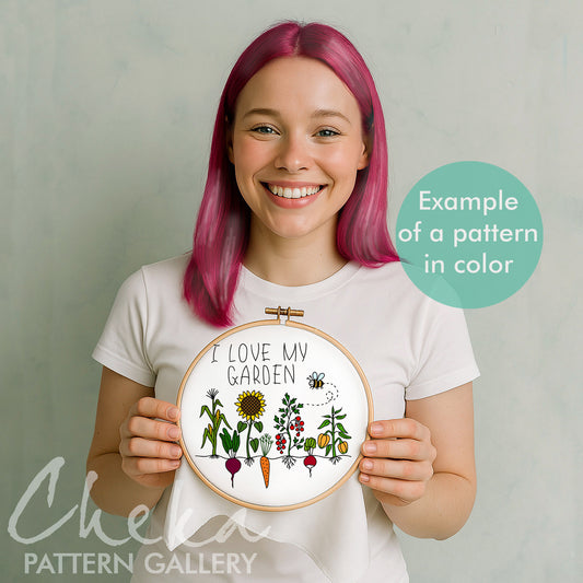 Garden embroidery, Vegetable Garden hand embroidery pattern. Cottagecore Embroidery Pattern, Home Embroidery PDF, Watch My Garden Grow