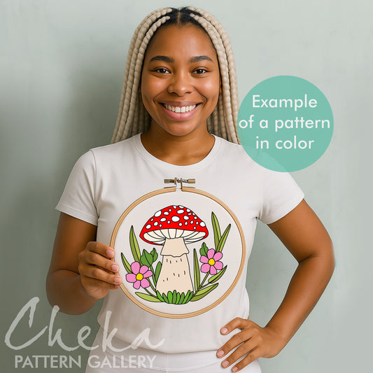 Fly agaric PDF Pattern. Mushroom embroidery pattern. Autumn embroidery patterns. Digital Download. Forest embroidery, beginner friendly