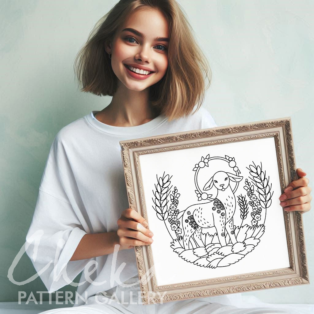 Sheep Hand Embroidery Pattern, Digital Download Embroidery, Animal Embroidery Pattern PDF, Beginner Friendly embroidery, Christmas Nativity