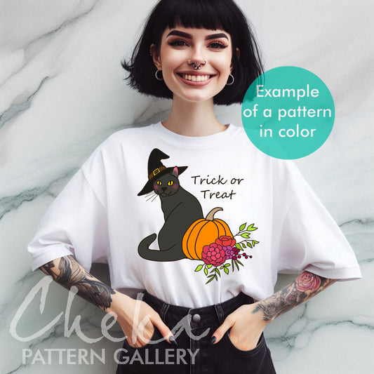 Halloween Cat Hand Embroidery Sampler, Halloween DIY, Spooky spells. Halloween Cat Embroidery,Spooky Season Theme. Trick or Treat embroidery