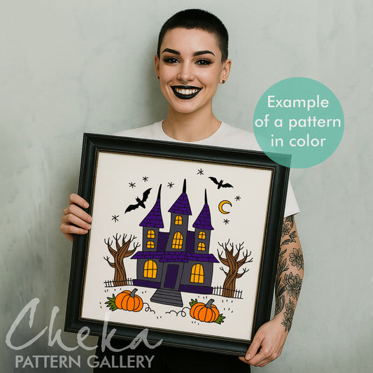 Witchy Home, Embroidery Pattern PDF, Witch Home Crafts, Wicca Embroidery Design. Witch's House. Spooky embroidery