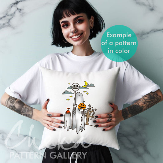 Ghost Embroidery Pattern, Cute Ghosts Hand Embroidery Pattern, Spooky Embroidery Ghost Patterns, Halloween Embroidery Pattern, Spooky Ghost