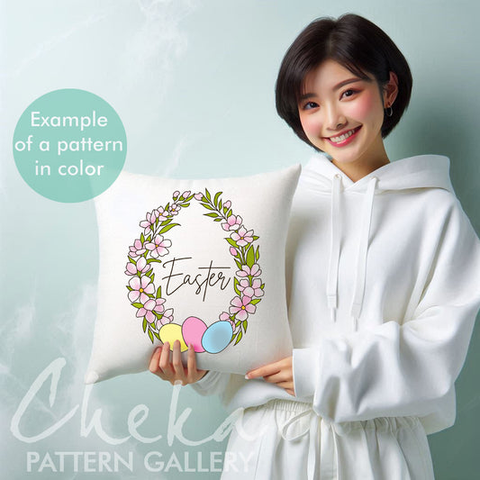 Spring embroidery pattern, Easter hand embroidery template, Eggs pattern, Florall embroidery blueprint, Hoop art, Floral embroidery pattern