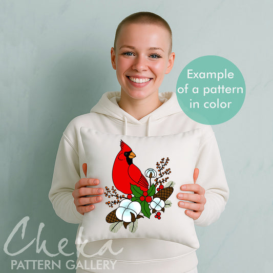 Cardinal, Hand Embroidery Pattern, Winter Bird design, DIY Holiday Craft Project, Instant Download PDF