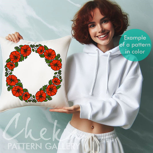 Poppy Embroidery bundle, set of 6 floral hand embroidery patterns. Embroidery patterns with red field poppy, floral embroidery, hoop art