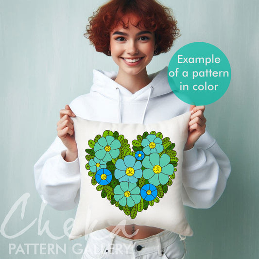 Floral heart, Flower embroidery design, Hand Embroidery pattern, Hand Embroidery, St Valentin embroidery pattern, Hoop art, Handmade gift
