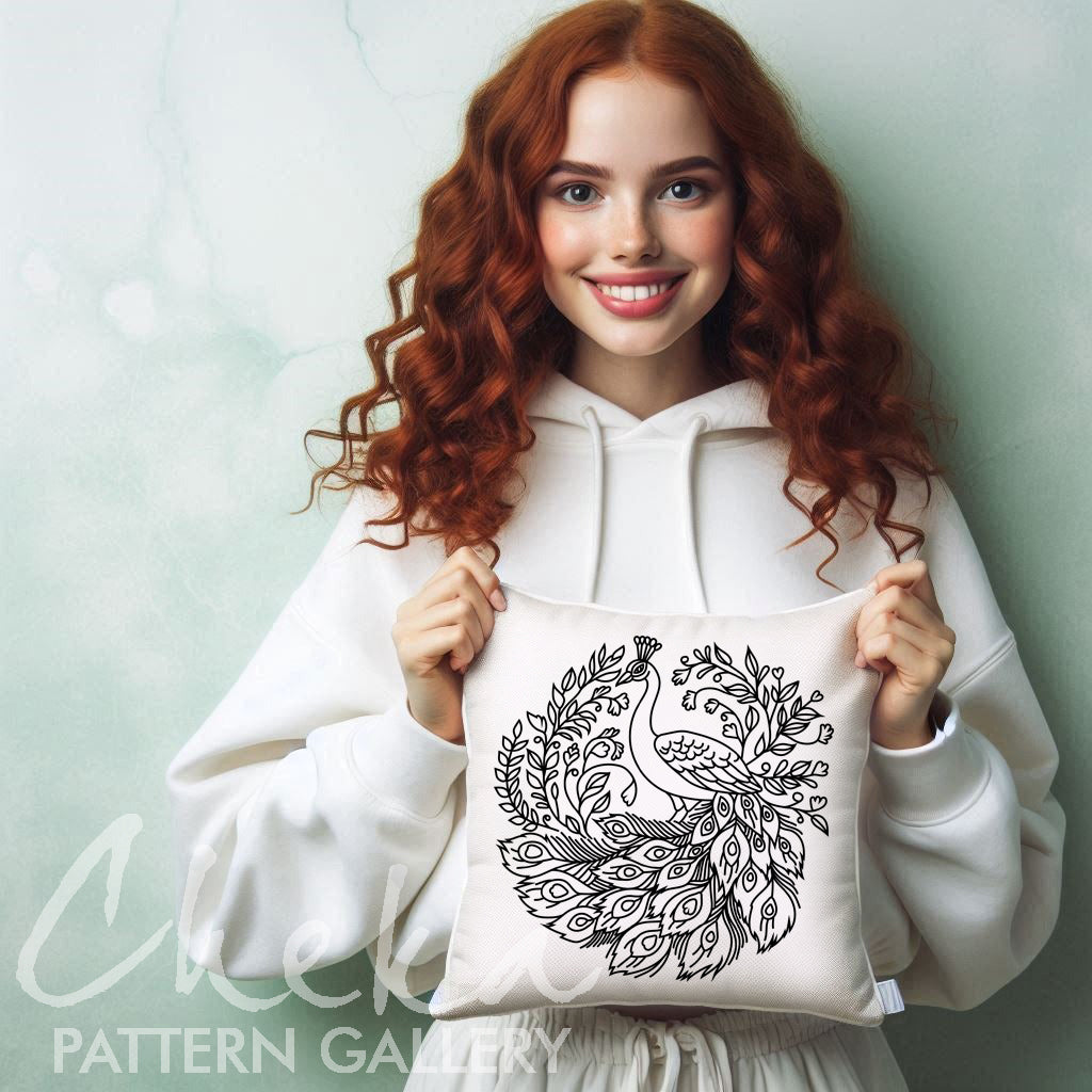 Peacock Hand Embroidery pattern, Beautiful Embroidery Pattern, Embroidery PDF, Peacock feathers, DIY gift, boho hoop art, hand embroidery