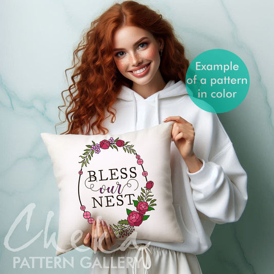 Easter embroidery, Easter eggs. Hand embroidery pattern "Bless Our Nest", Easter embroidery template, Hoop art, Spring embroidery pattern