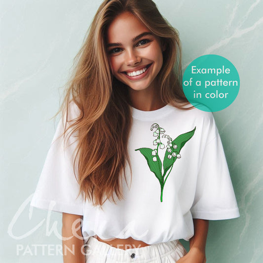 Lilies of the valley hand embroidery pattern, beautiful flower embroidery pattern, Lilies of the valley. Spring embroidery, Modern hoop art