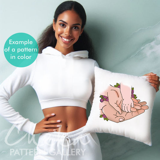 Expecting Mom Gift, Pregnancy hoop art. Newborn embroidery PDF pattern, Family portret. Maternity Gift, Baby Shower Gift, Modern hoop art