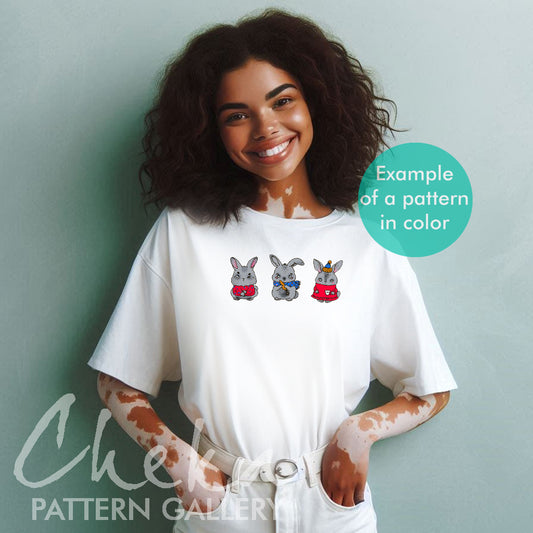Christmas patterns for hand embroidery.A set of 12 Patterns with funny animals.Christmas embroidery with bear, foxe, rabbit, cow and chicken, bunny tshirt
