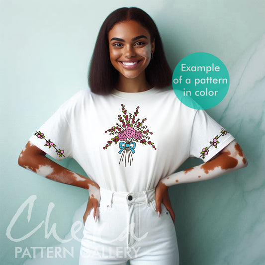 tshirt, A small bouquet with tiny flowers. PDF Embroidery pattern for clothing decoration with flowers. Tiny flowers, Mini Embroidery Hoop Art