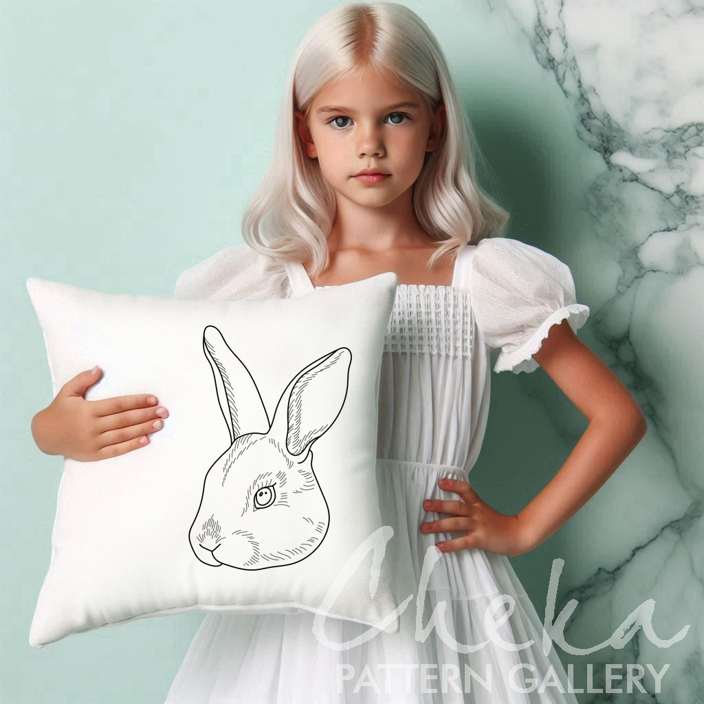 Bunny embroidery pattern, digital pet portrait. Embroidery scheme,fancy animal embroidery, bunny embroidery template, pet embroidery design