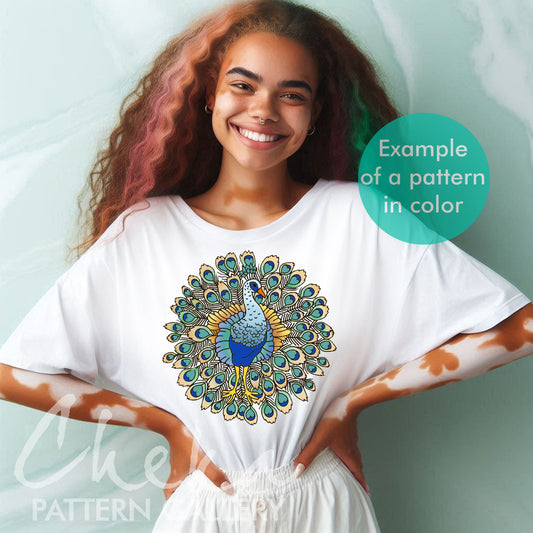 peacock t-shirt, Peacock Hand Embroidery, Beautiful Embroidery Pattern, Embroidery PDF, embroidery for beginners, handmade gift, boho gift, hand embroidery