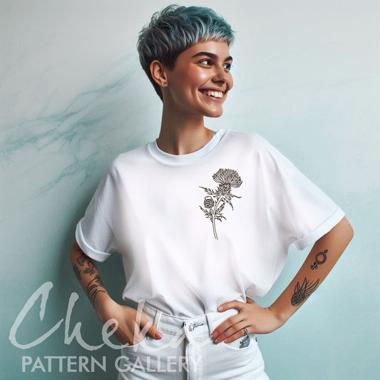 Floral Embroidery bundle, set of 8 floral hand embroidery patterns. Embroiderey patterns with blackberry, cornflower, poppy, bell, thistle pattern t-shirt