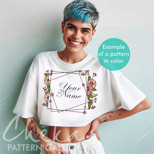 embroidered tshirt, Photo frame, hand embroidery patterns with flowers, floral photo frame, handmade embroidered frame, digital pattern for hand embroidery PDF