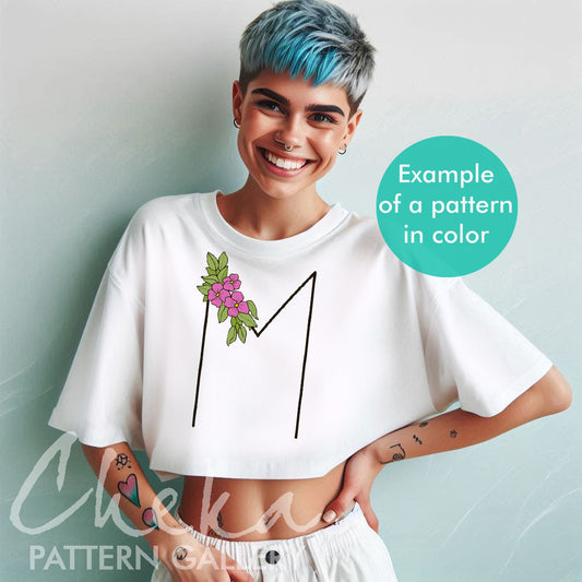 Alphabet, Set of letters with flowers. Hand embroidery kit "Floral alphabet", Floral Monogram, Letters with flowers, Embroidery PDF Pattern. Monogram tshirt